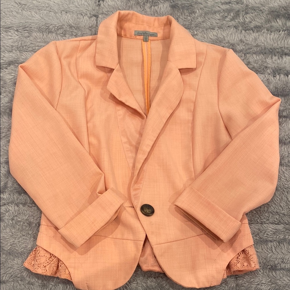 Charlotte Russe Coral Blazer with Lace Detail